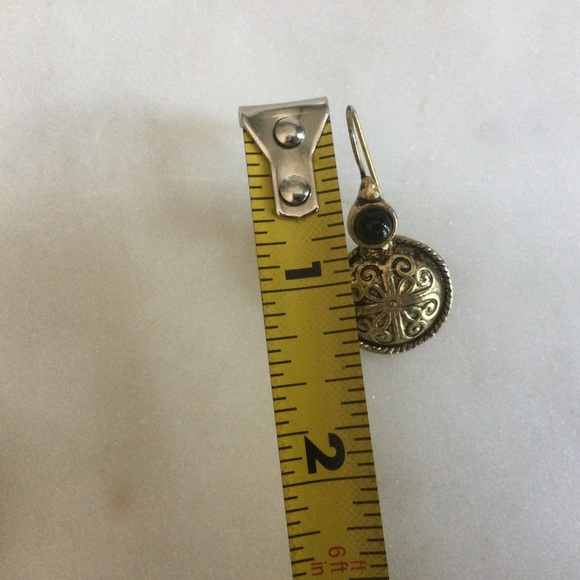 French Hook Black & Brass  Tone Earrings - Picture 3 of 4